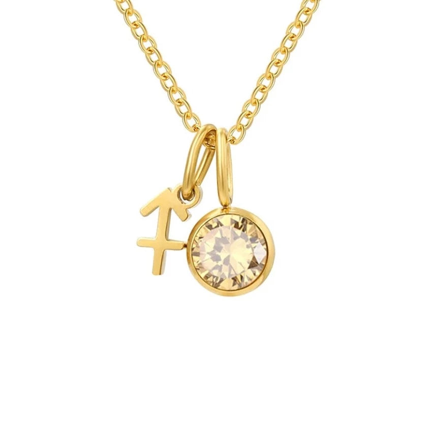 Lumen Zodiac Birthstone Necklace Sagittarius November / Rose Gold Color Kristalmoon
