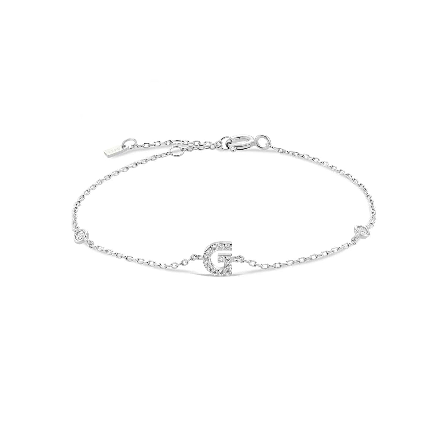 ANDYWEN 925 Sterling Silver Initial 26 Letters Alphabet Monogram Gold Name Bracelet Crystal CZ Zircon 2021 Fashionable Jewelry Silver G / 18cm Kristalmoon