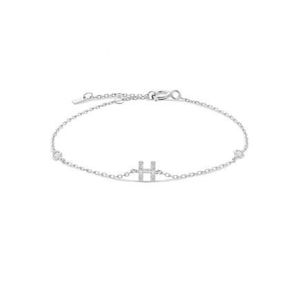 ANDYWEN 925 Sterling Silver Initial 26 Letters Alphabet Monogram Gold Name Bracelet Crystal CZ Zircon 2021 Fashionable Jewelry Silver H / 18cm Kristalmoon