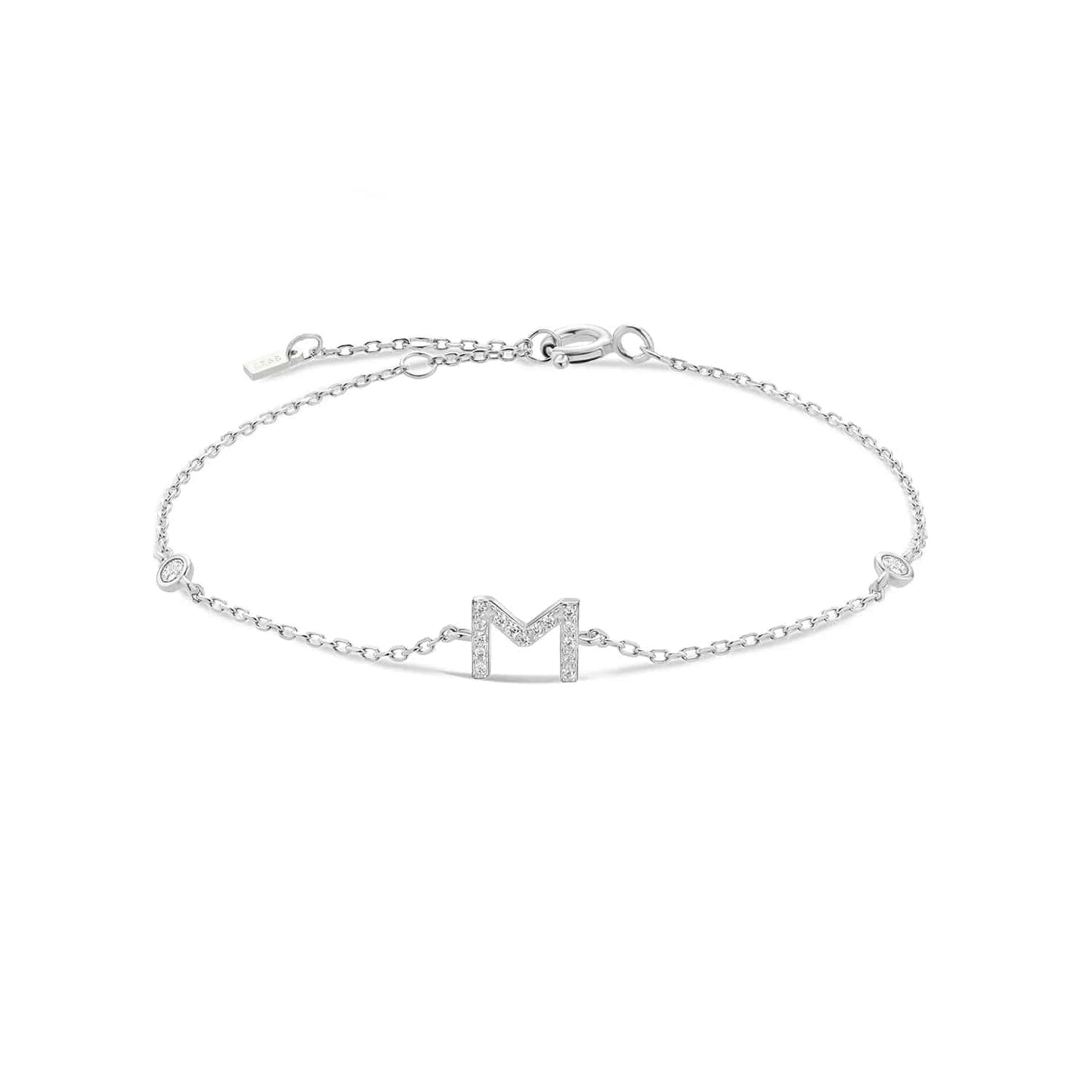 ANDYWEN 925 Sterling Silver Initial 26 Letters Alphabet Monogram Gold Name Bracelet Crystal CZ Zircon 2021 Fashionable Jewelry Silver M / 18cm Kristalmoon