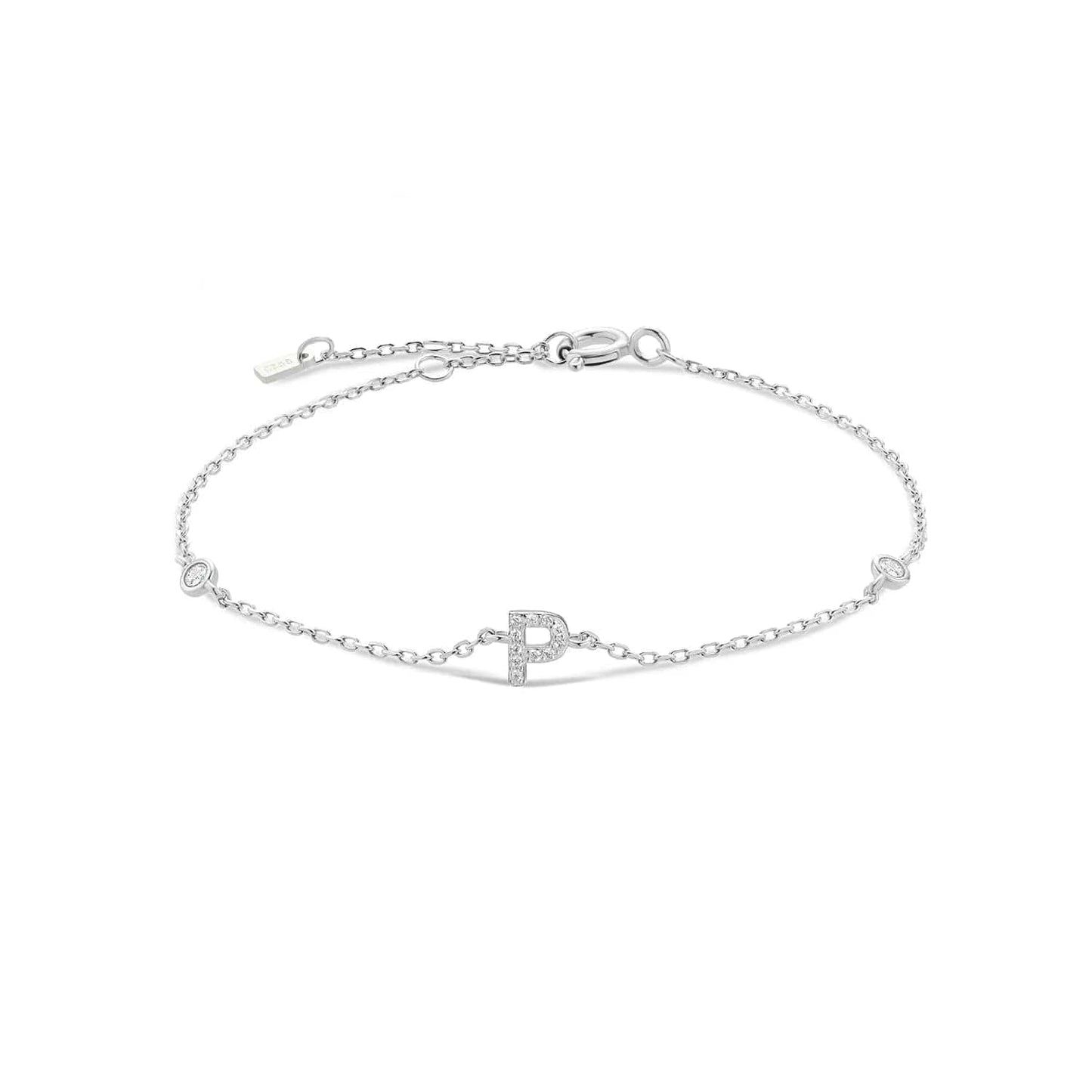 ANDYWEN 925 Sterling Silver Initial 26 Letters Alphabet Monogram Gold Name Bracelet Crystal CZ Zircon 2021 Fashionable Jewelry Silver P / 18cm Kristalmoon