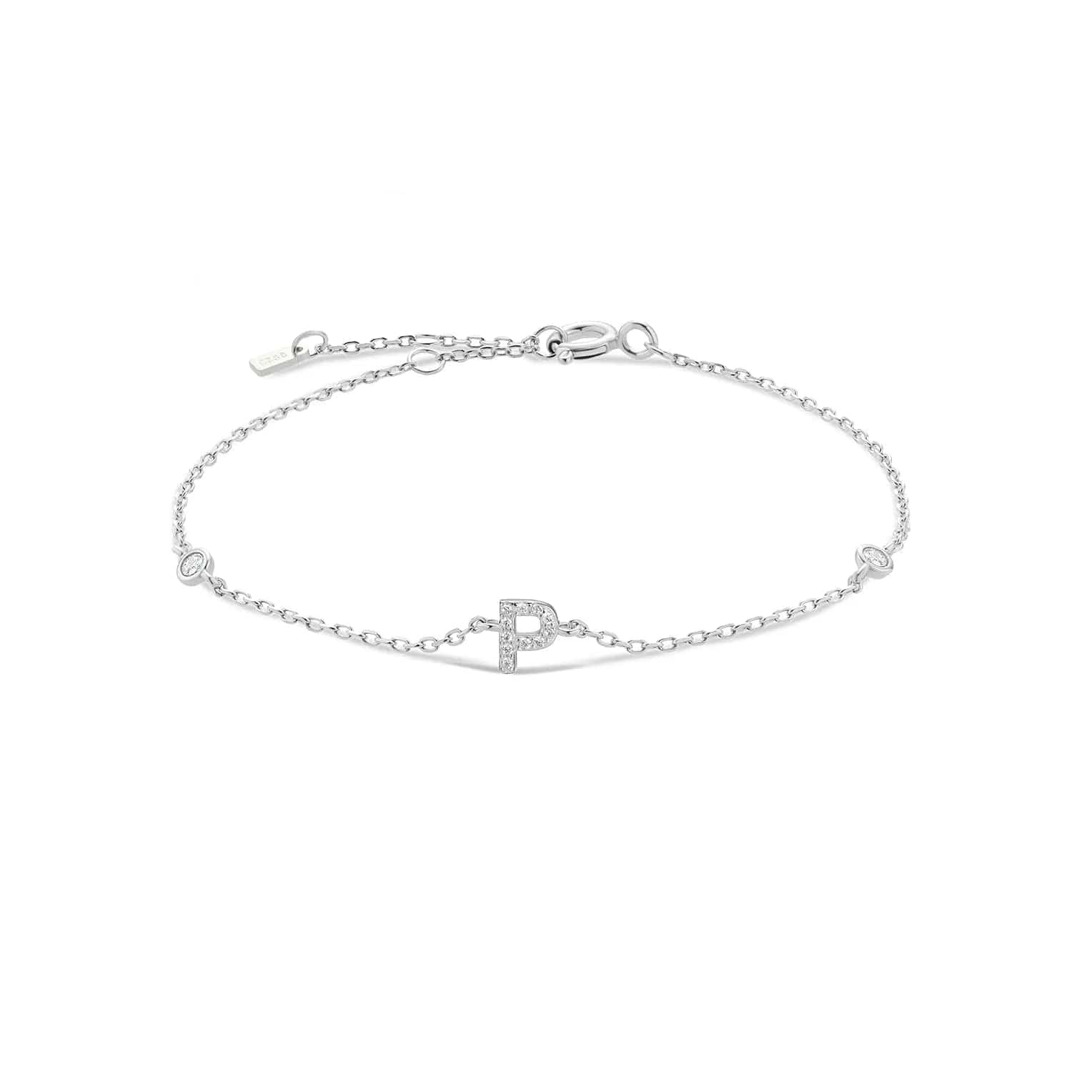 ANDYWEN 925 Sterling Silver Initial 26 Letters Alphabet Monogram Gold Name Bracelet Crystal CZ Zircon 2021 Fashionable Jewelry Silver P / 18cm Kristalmoon