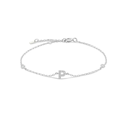 ANDYWEN 925 Sterling Silver Initial 26 Letters Alphabet Monogram Gold Name Bracelet Crystal CZ Zircon 2021 Fashionable Jewelry Silver P / 18cm Kristalmoon