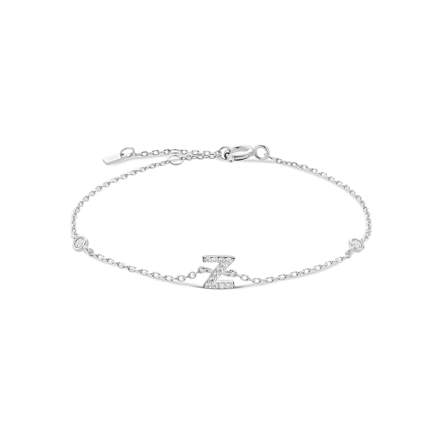 ANDYWEN 925 Sterling Silver Initial 26 Letters Alphabet Monogram Gold Name Bracelet Crystal CZ Zircon 2021 Fashionable Jewelry Silver Z / 18cm Kristalmoon