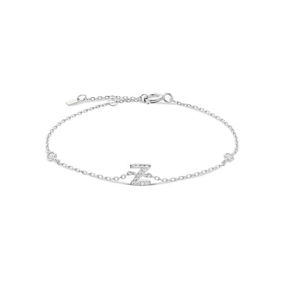 ANDYWEN 925 Sterling Silver Initial 26 Letters Alphabet Monogram Gold Name Bracelet Crystal CZ Zircon 2021 Fashionable Jewelry Silver Z / 18cm Kristalmoon