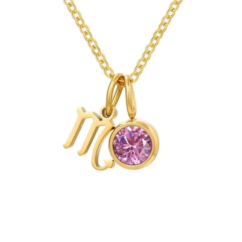 Birthstone Constellation Zirconia Scorpio  October / Rose Gold Color Kristalmoon