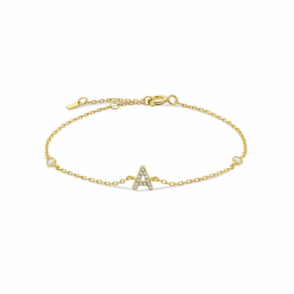 Serena ICY Initial Bracelet A   Gold Kristalmoon