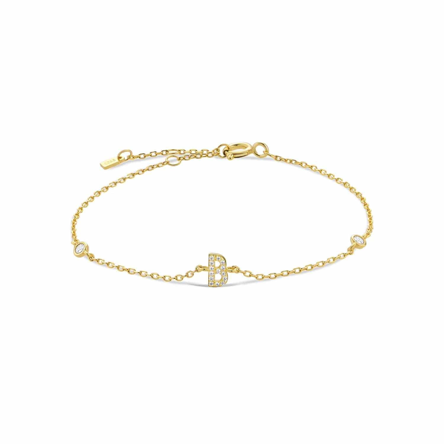 Serena ICY Initial Bracelet B   Gold Kristalmoon