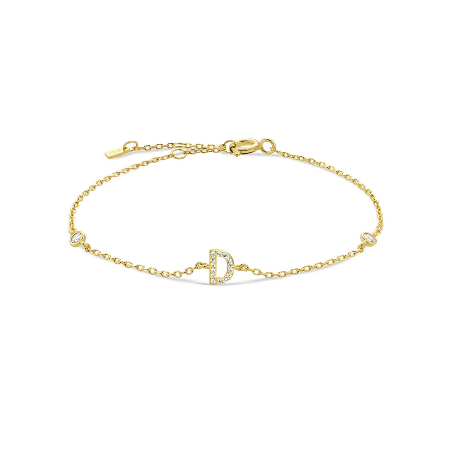 Serena ICY Initial Bracelet D   Gold Kristalmoon