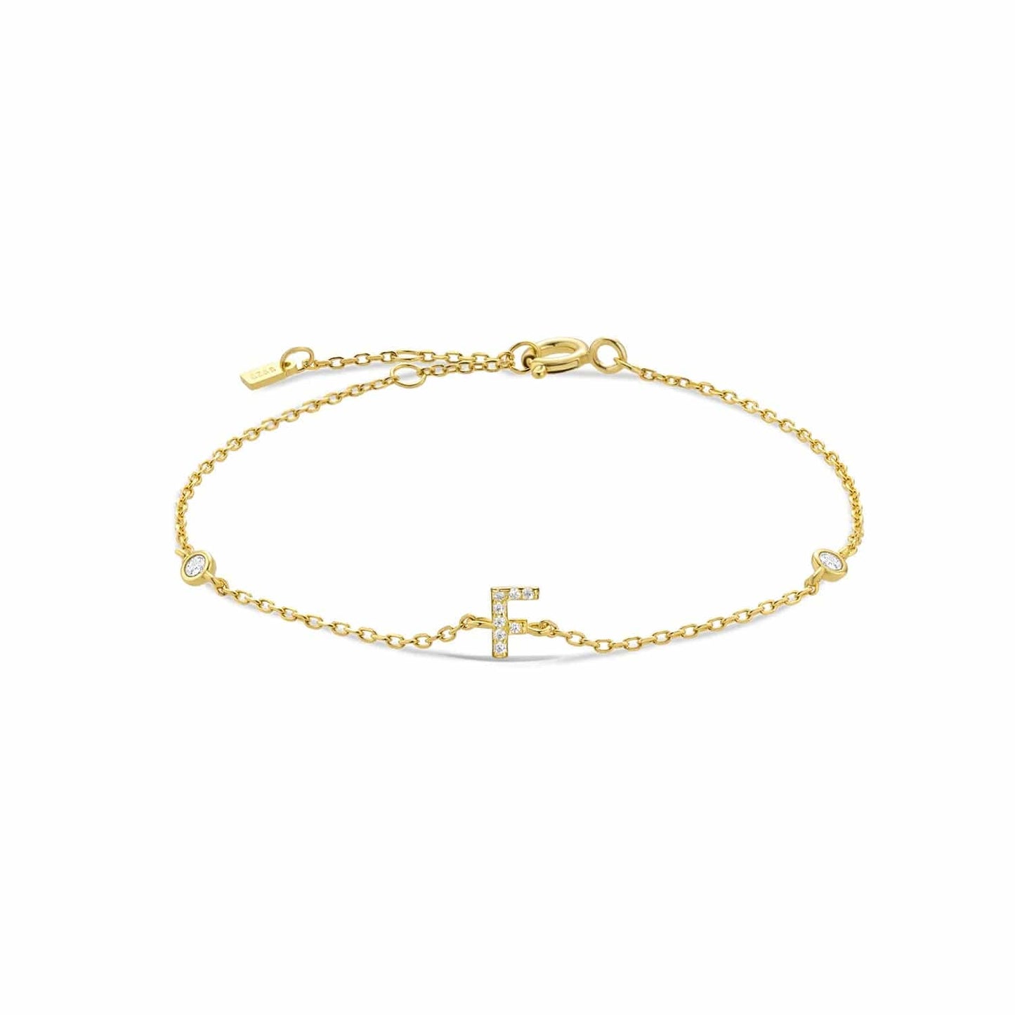 Serena ICY Initial Bracelet F  Gold Kristalmoon