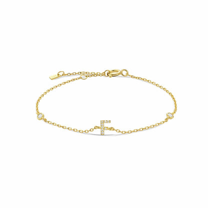 Serena ICY Initial Bracelet F  Gold Kristalmoon