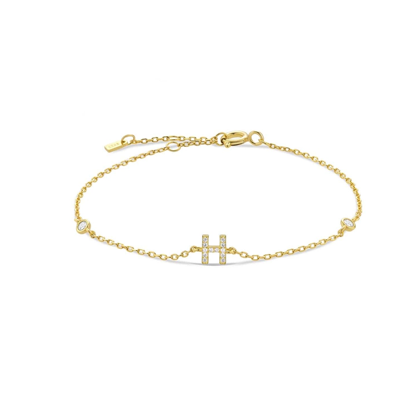 Serena ICY Initial Bracelet H   Gold Kristalmoon