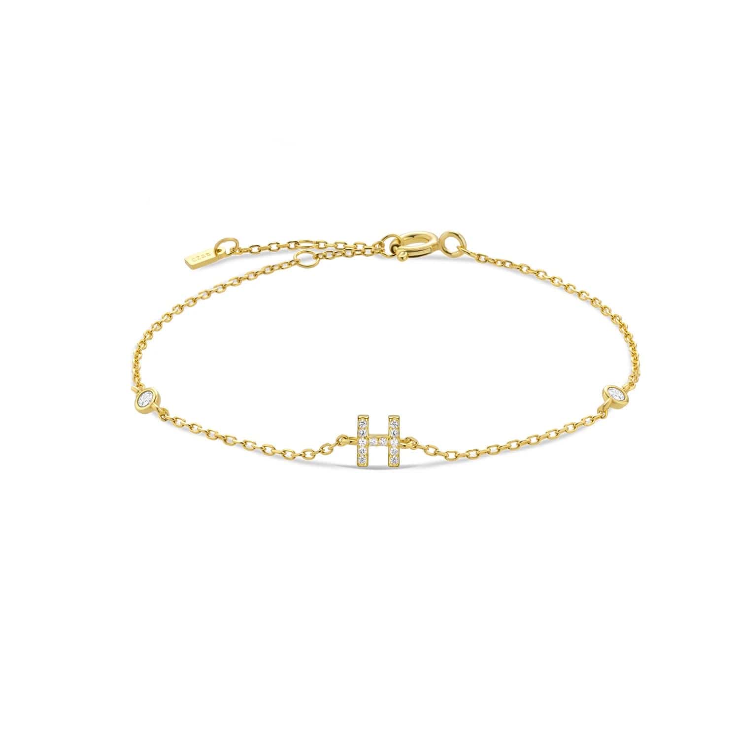 Serena ICY Initial Bracelet H   Gold Kristalmoon