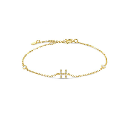 Serena ICY Initial Bracelet H   Gold Kristalmoon