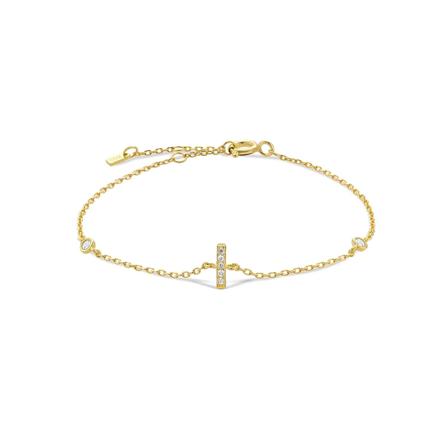 Serena ICY Initial Bracelet I   Gold Kristalmoon