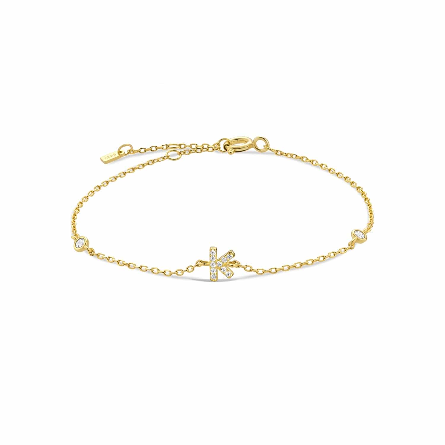 Serena ICY Initial Bracelet K   Gold Kristalmoon