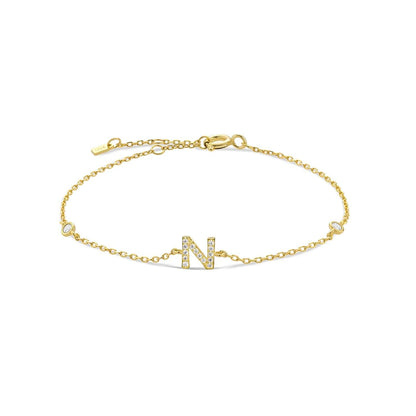 Serena ICY Initial Bracelet N   Gold Kristalmoon