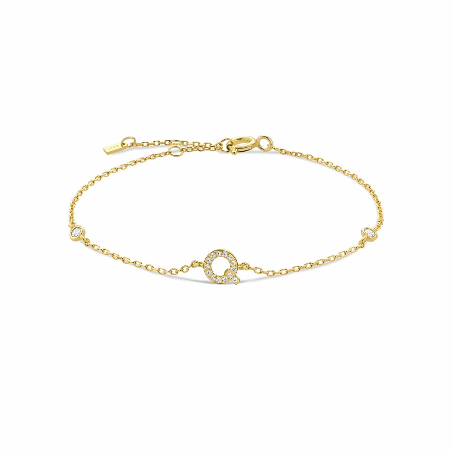 Serena ICY Initial Bracelet Q Gold Kristalmoon