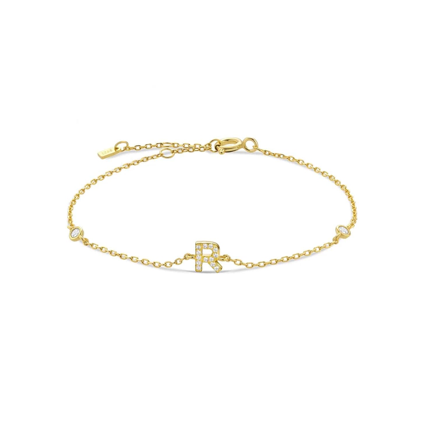 Serena ICY Initial Bracelet R Gold Kristalmoon