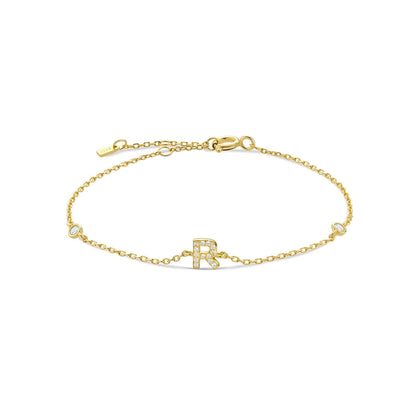 Serena ICY Initial Bracelet R Gold Kristalmoon