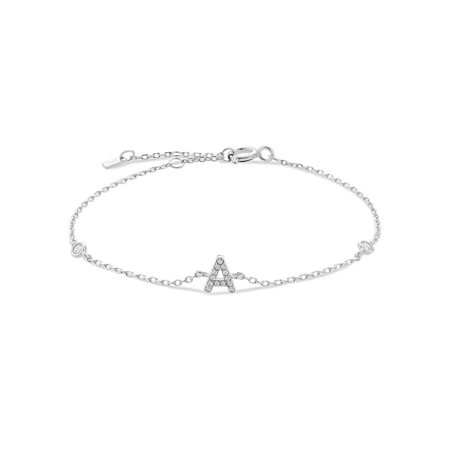 Serena ICY Initial Bracelet Silver A Kristalmoon