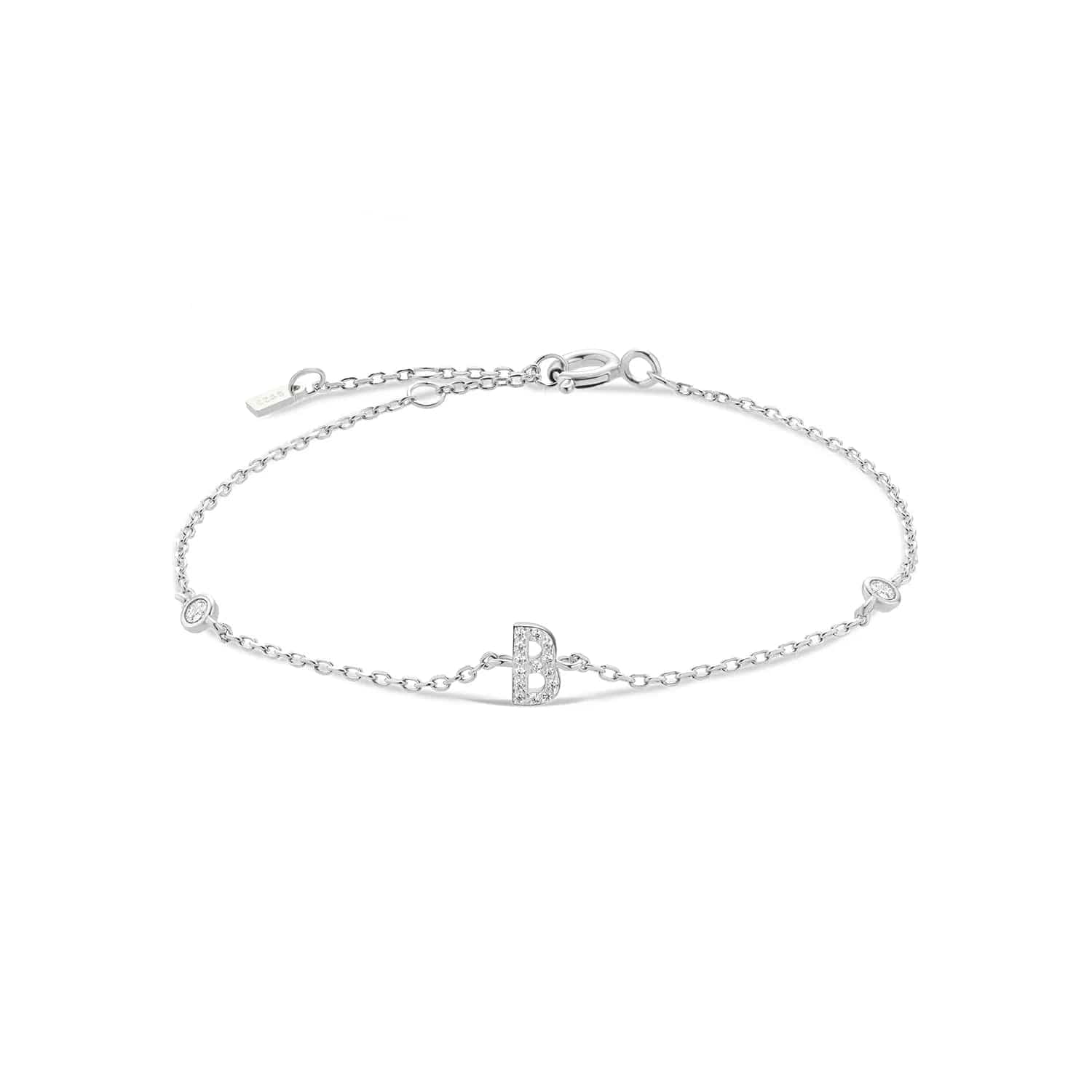 Serena ICY Initial Bracelet Silver B Kristalmoon