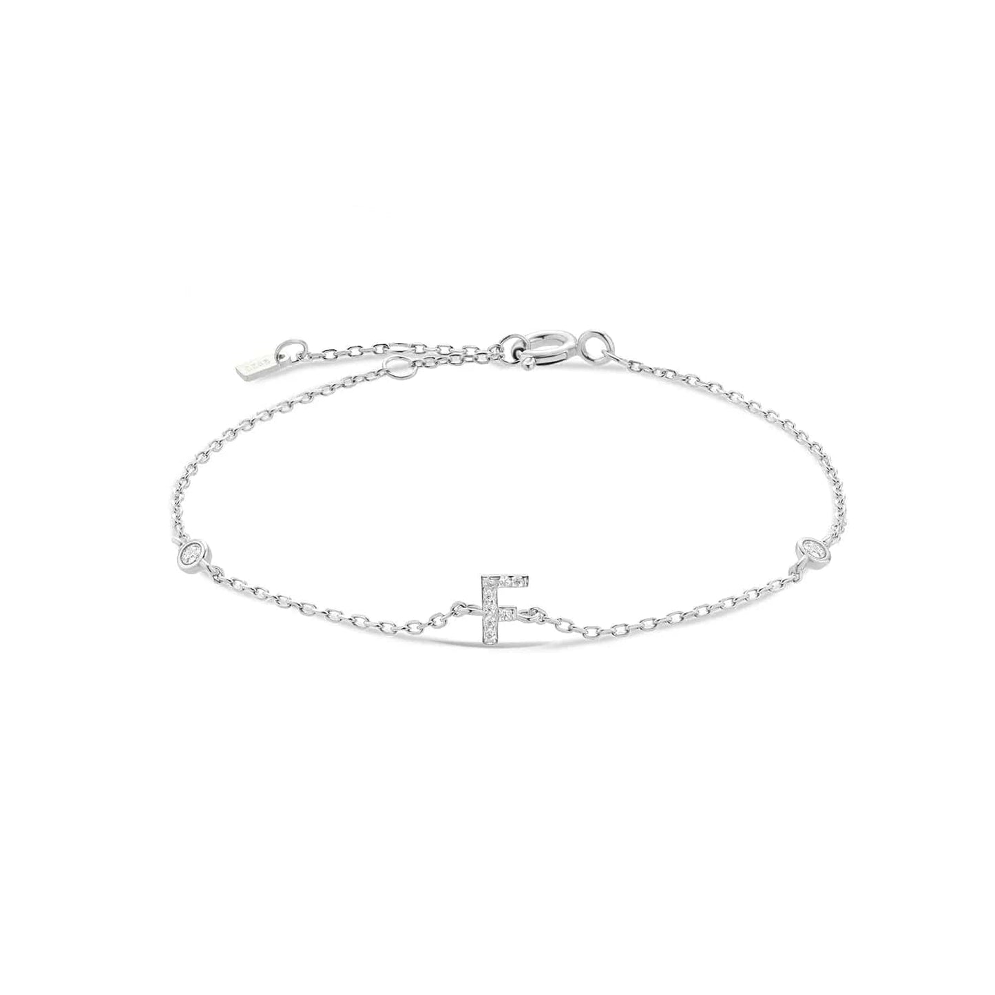 Serena ICY Initial Bracelet Silver F Kristalmoon