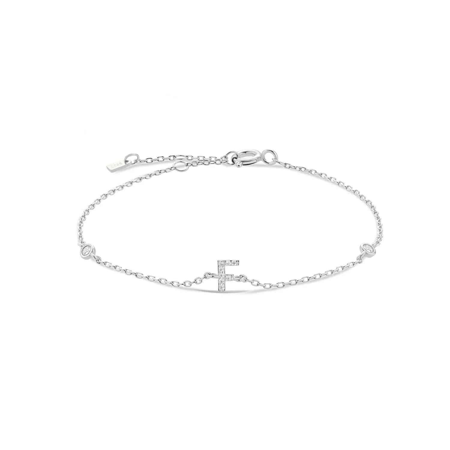 Serena ICY Initial Bracelet Silver F Kristalmoon