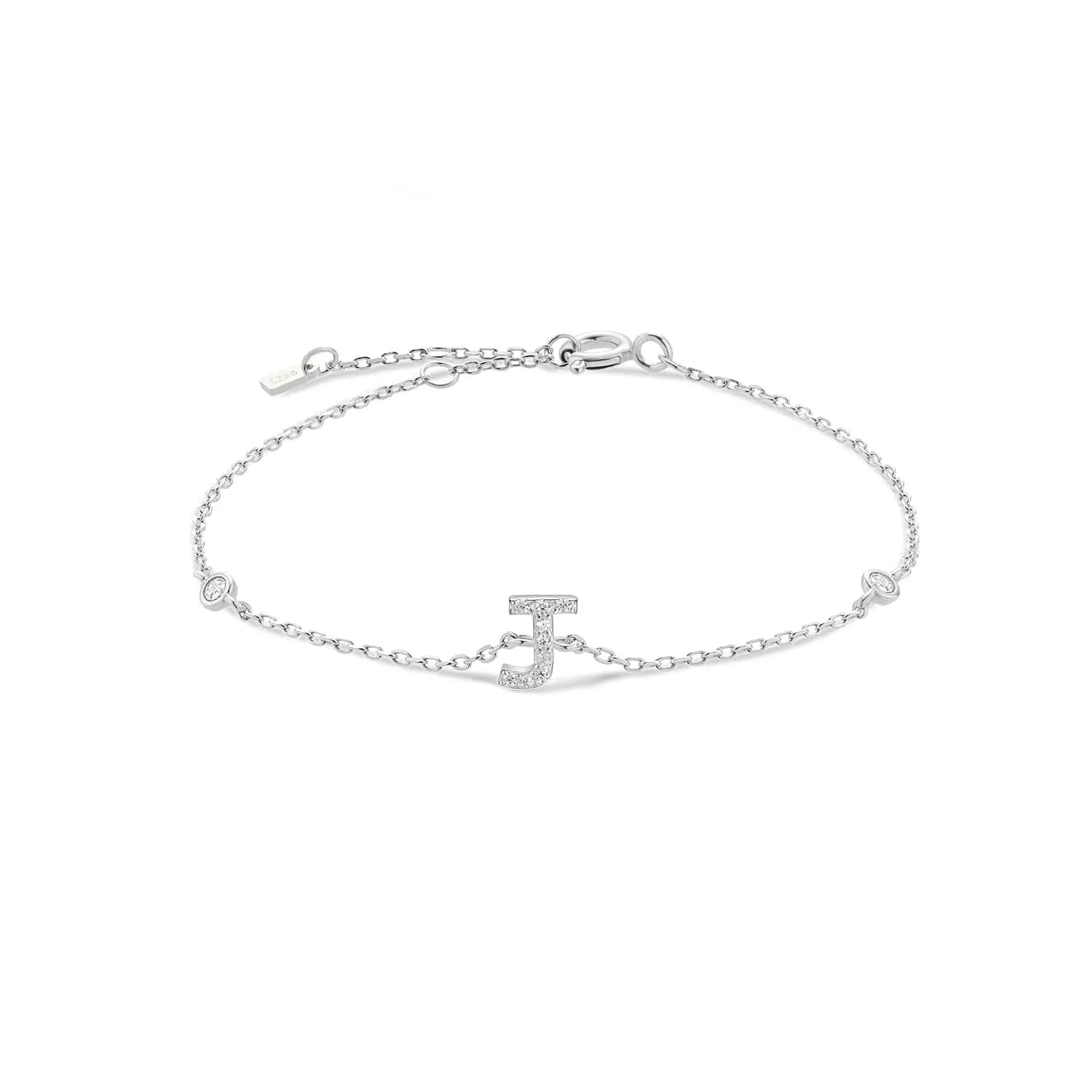 Serena ICY Initial Bracelet Silver J Kristalmoon