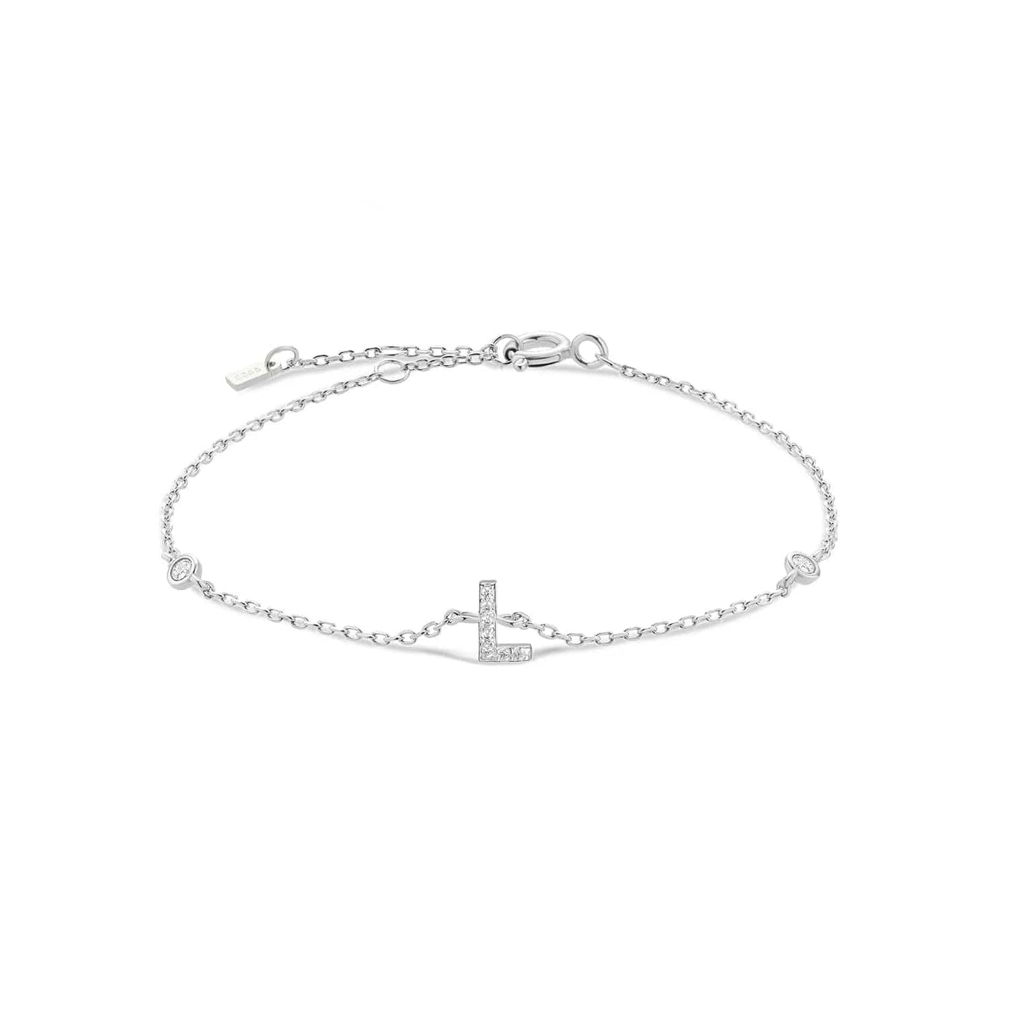 Serena ICY Initial Bracelet Silver L Kristalmoon