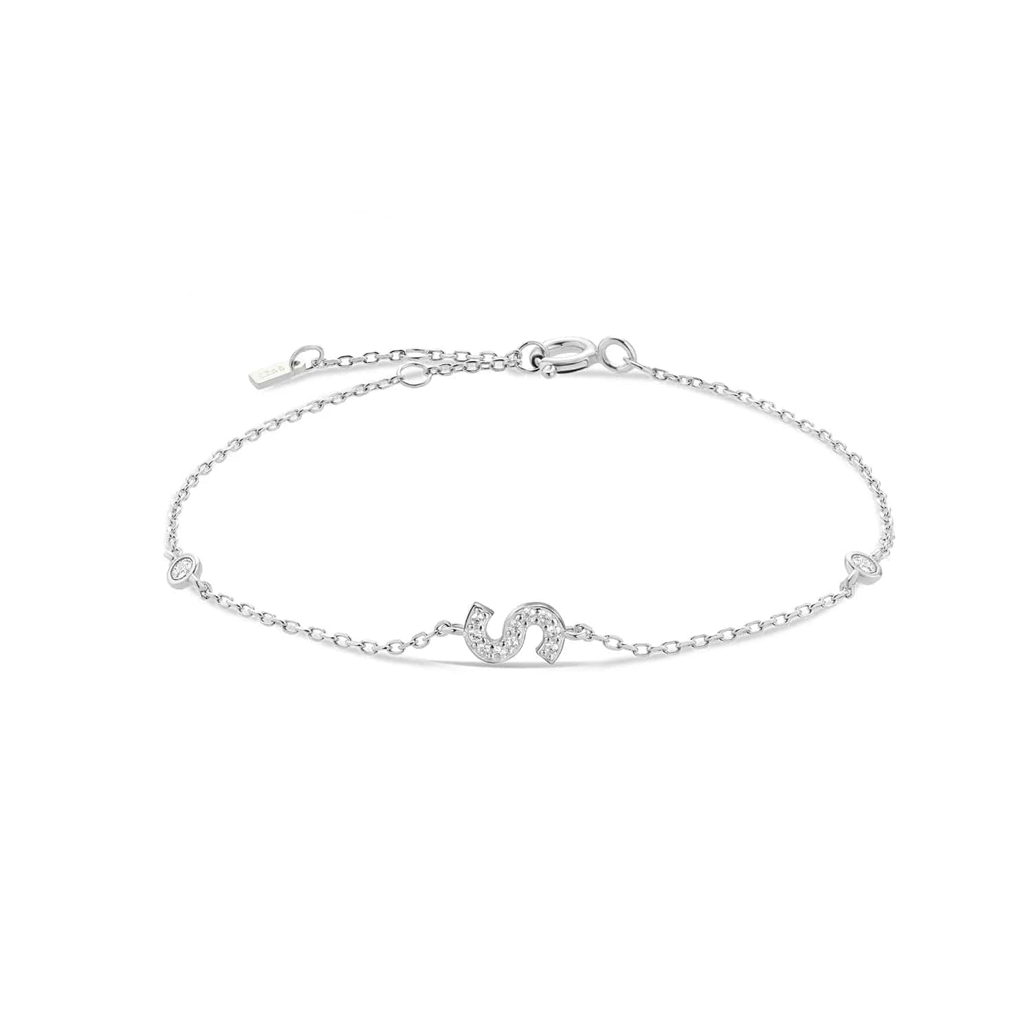 Serena ICY Initial Bracelet Silver S Kristalmoon