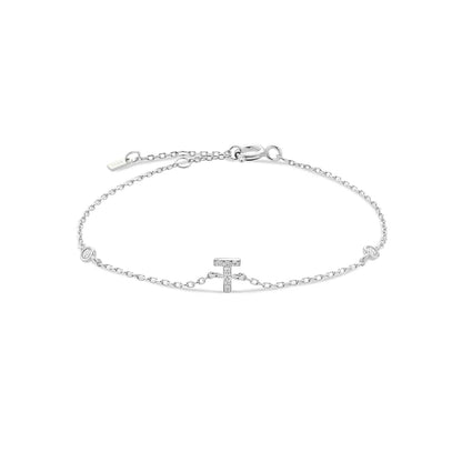 Serena ICY Initial Bracelet Silver T Kristalmoon