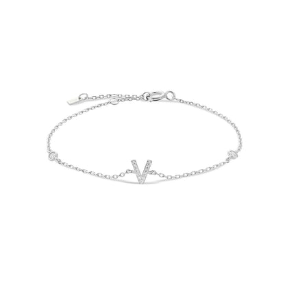 Serena ICY Initial Bracelet Silver V Kristalmoon