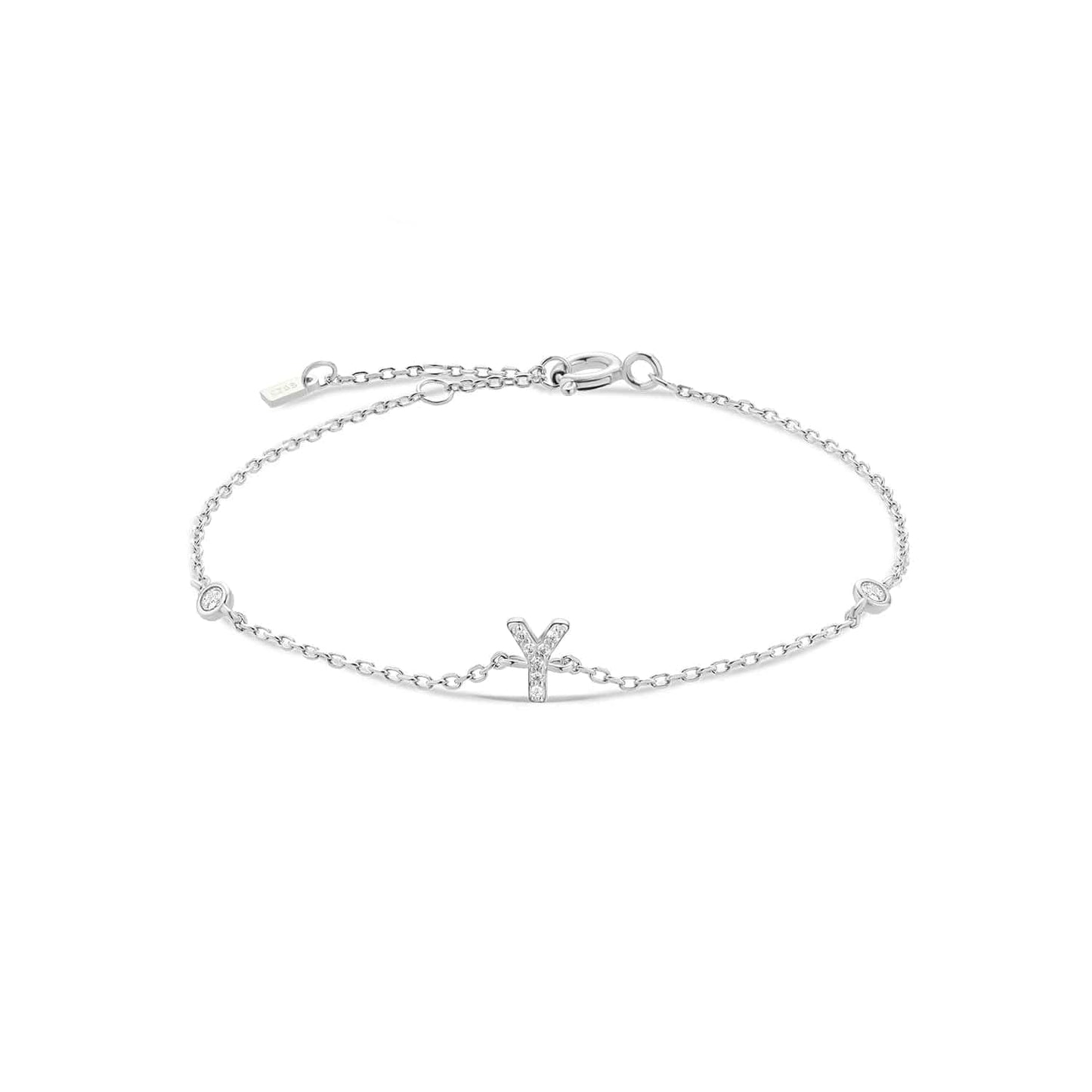 Serena ICY Initial Bracelet Silver Y Kristalmoon