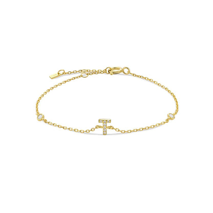 Serena ICY Initial Bracelet T Gold Kristalmoon