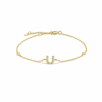 Serena ICY Initial Bracelet U Gold Kristalmoon