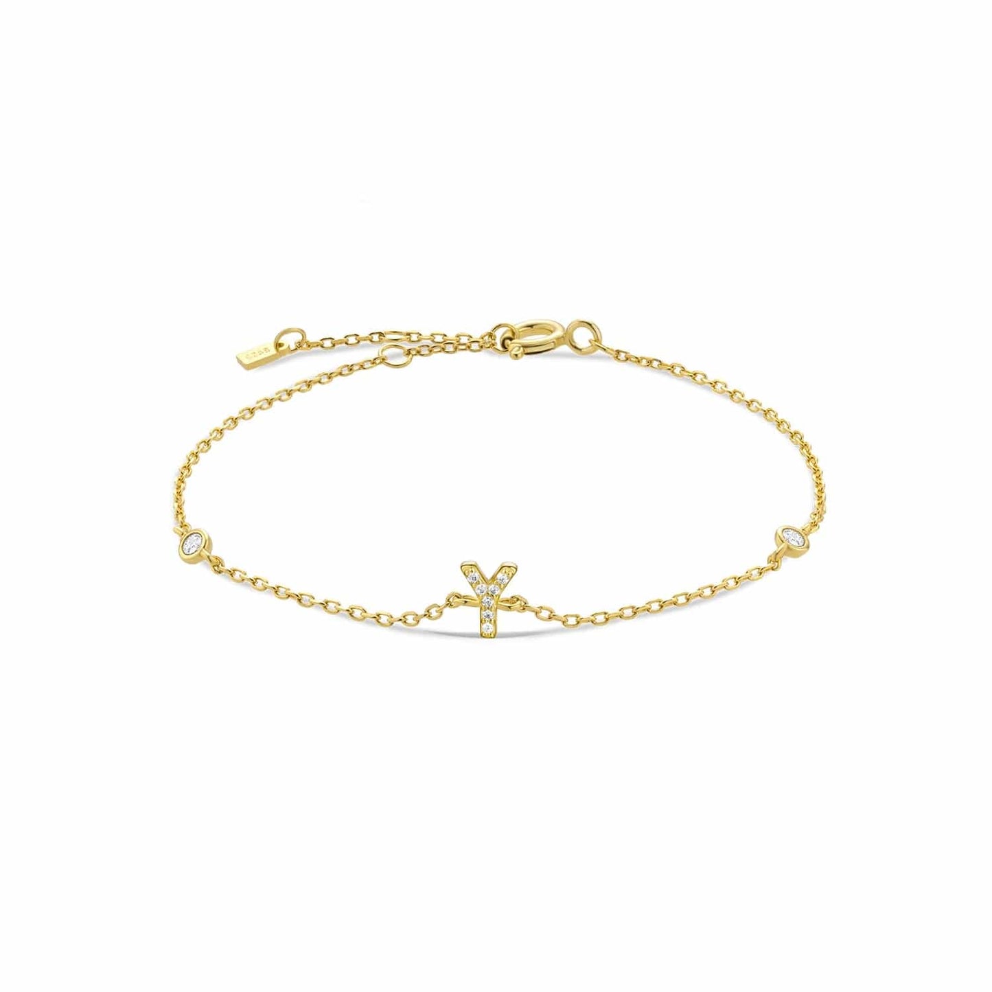 Serena ICY Initial Bracelet Y Gold Kristalmoon