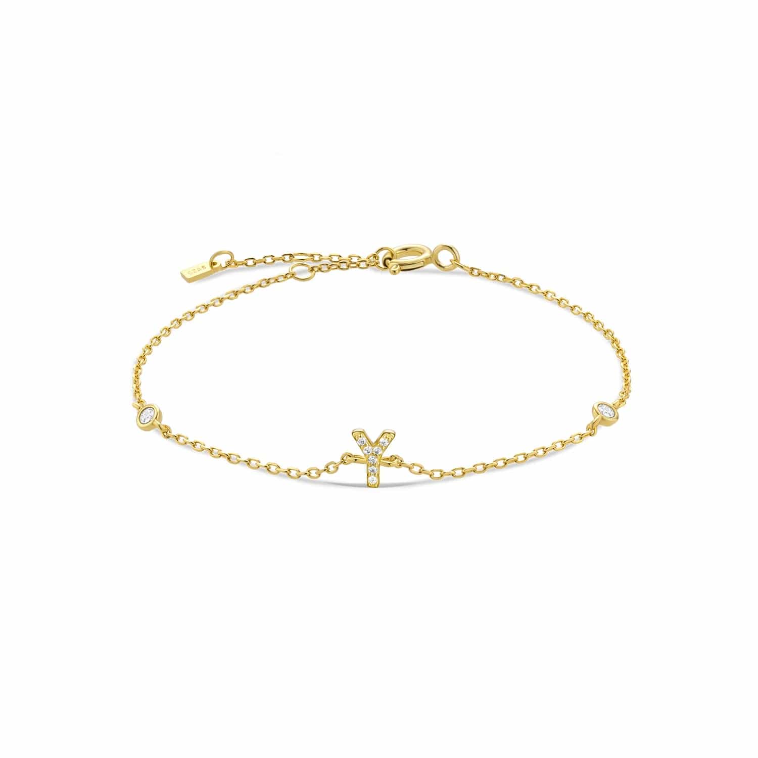 Serena ICY Initial Bracelet Y Gold Kristalmoon