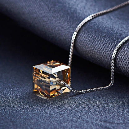 Arise Crystal Cube Necklace Crystal Golden Kristalmoon