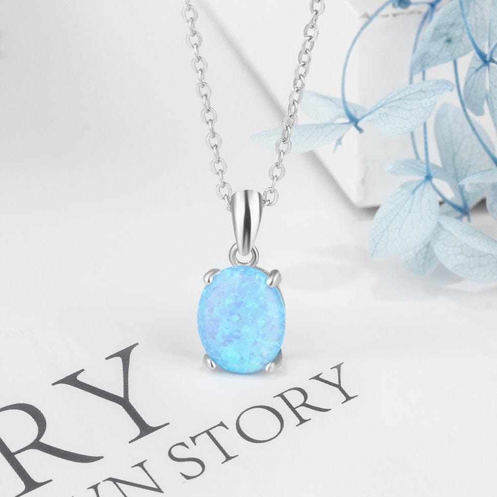 Aurora Opal Necklace Blue Opal Kristalmoon