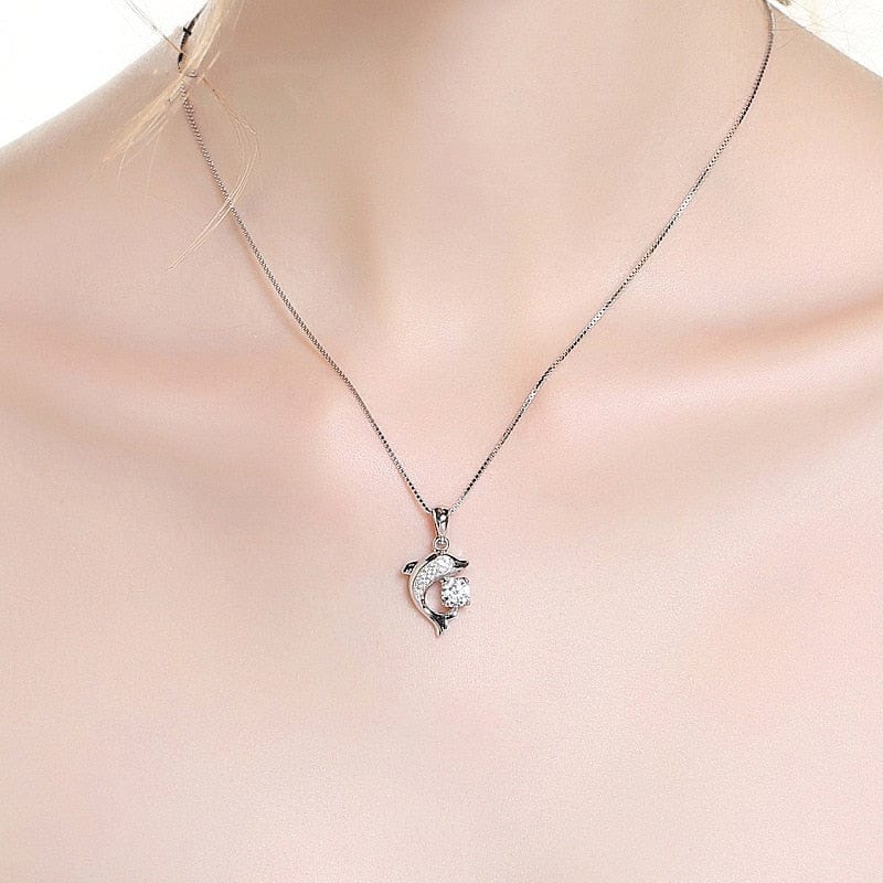 Dolphin Necklace - 925 Sterling Silver Silver Kristalmoon