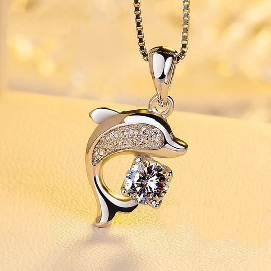Dolphin Necklace - 925 Sterling Silver Silver Kristalmoon