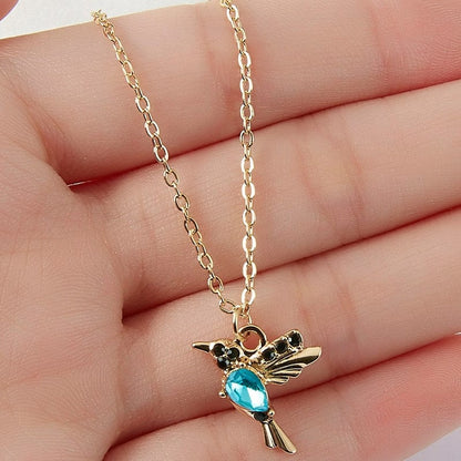 Hummingbird Flow Necklace Blue Kristalmoon