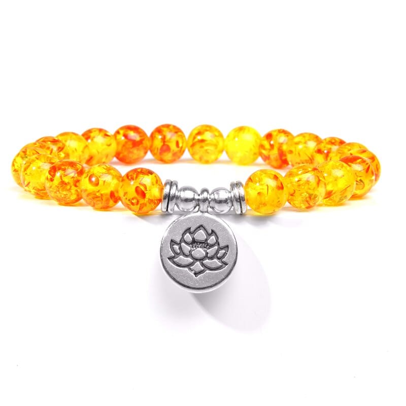 Lotus Amber Bracelet Silver Charm / 19cm Kristalmoon