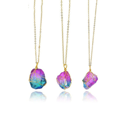 Rainbow Aura Quartz Necklace Rainbow Aura Quartz Kristalmoon