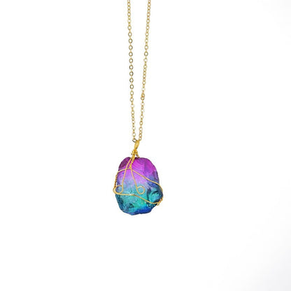 Rainbow Aura Quartz Necklace Rainbow Aura Quartz Kristalmoon