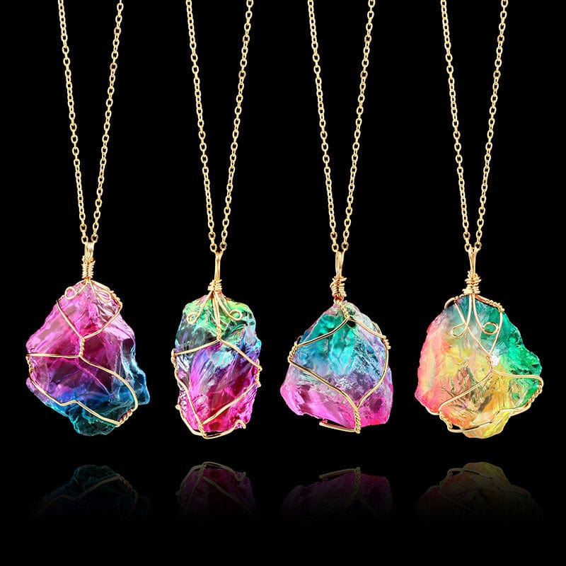 Rainbow Aura Quartz Necklace Rainbow Aura Quartz Kristalmoon