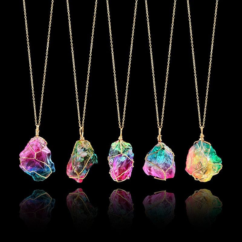 Rainbow Aura Quartz Necklace Rainbow Aura Quartz Kristalmoon